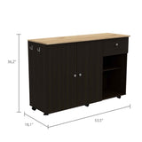 Tuhome Kitchen Island Cart Victoria with Four Interior Shelves, One Drawer, Double Door Cabinet, Six Casters for Easy Mobility, Ideal for Kitchens and Dining Rooms