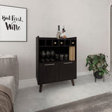 TUHOME Vance 40" High Bar Cabinet with Six Bottle Cubbies, Double-Door Storage Cabinets, Four Open Shelves, Modern Liquor and Wine Rack for Living Room, Dining Room, Home Bar Organization and Display