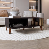 TUHOME Vance 47" Wide Modern Coffee Table with One Pull-Down Cabinet Door, Open Storage Shelf, Rectangular Living Room Center Table, Contemporary Design for Books, Décor and Everyday Organization with Functional Storage