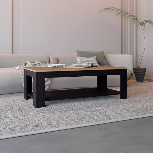 TUHOME Cecil Coffee Table with Spacious Top Surface and Open Storage Shelf, Modern Centerpiece for Living Rooms or Lounge Areas, Functional Display and Organization Solution for Books, Decor, Remote Controls and Everyday Essentials