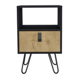 TUHOME Huna Nightstand with Single Drawer, Open Storage Compartment, Spacious Top Surface, Sleek Modern Design with Raised Wooden Legs, Functional Bedroom Side Table for Organizing Nighttime Essentials and Decor