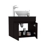 Manchester Free-Standing Bathroom Vanity Console Designed for Vessel Sink Integration Modern Style Featuring Ample Storage with Two Smooth Pull-Out Utility Drawers and One Open Display Shelf