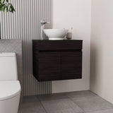 Manchester Free-Standing Bathroom Vanity Console Designed for Vessel Sink Integration Modern Style Featuring Ample Storage with Two Smooth Pull-Out Utility Drawers and One Open Display Shelf