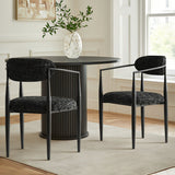 Manhattan Modern Chenille Dining Chair With Arms (Set of 4)