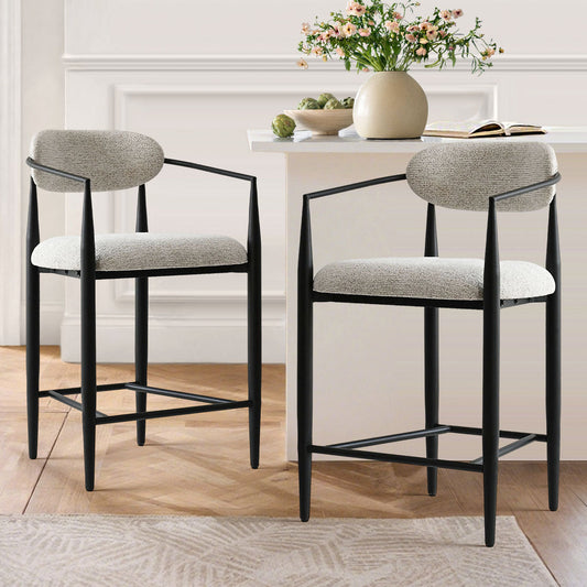 Manhattan 25.5" Chenille Counter Stool with Arms (Set of 2)