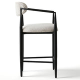 Manhattan 25.5" Chenille Metal Frame Counter Stool With Armrest And Footrest (Set of 3)