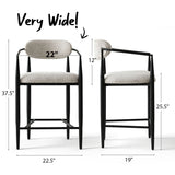 Manhattan 25.5" Chenille Counter Stool With Arms (Set of 3)