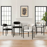 Manhattan 25.5" Chenille Metal Frame Counter Stool With Armrest And Footrest (Set of 3)