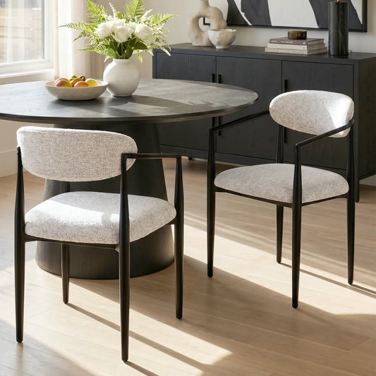 Manhattan Modern Chenille Dining Chair With Arms (Set of 2)