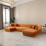 Marlow Cognac Velvet U Shape Corner Sofa