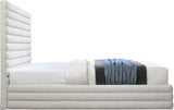 Maxwell Contemporary Bed – Luxurious Cream Linen Texture with Deep Channel Tufting for Elegance