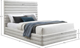 Maxwell Contemporary Bed – Luxurious Cream Linen Texture with Deep Channel Tufting for Elegance