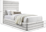 Maxwell Contemporary Bed – Luxurious Cream Linen Texture with Deep Channel Tufting for Elegance
