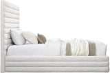 Maxwell Contemporary Bed – Luxurious Cream Linen Texture with Deep Channel Tufting for Elegance