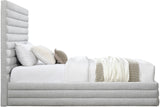 Maxwell Contemporary Bed – Luxurious Cream Linen Texture with Deep Channel Tufting for Elegance