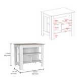 TUHOME Cala Kitchen Island with Antimicrobial Tabletop, Three Open Shelves, One Top Shelf and Four Sturdy Legs Offering Practical Meal Prep Space, Modern Organization and Versatile Functional Design for Contemporary Kitchens