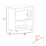 Tuhome Camelia Bar Cart with Lower Panel, Six Bottle Cubbies, One Spacious Cabinet, Functional Serving Station for Home Bars Dining Rooms and Entertainment Spaces with Modern Storage for Bottles Glassware and Accessories