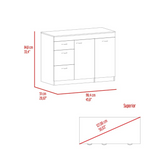 Grecia Kitchen Base Cabinet with Spacious Countertop, Three Storage Drawers, Flexible Interior Cabinet with Shelves and Modern Space-Saving Design for Organizing Cookware, Utensils and Everyday Kitchen Essentials