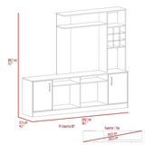 Kava Entertainment Center with Large TV Storage Space for Screens up to 78", Six External Display Shelves, Double-Door Cabinet, Built-In Wine Rack and Modern Multi-Functional Design for Organized Living Room Entertainment