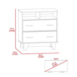 Portanova Two-Drawer Dresser with Dual Open Storage Shelves, Spacious Superior Top Surface, Four-Leg Modern Frame and Functional Bedroom Organization Design for Clothes, Accessories and Everyday Home Storage Needs