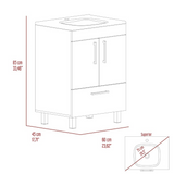 Tuhome Velloc Single Bathroom Vanity with Double Door Cabinet, Spacious Lower Drawer, Ergonomic Compact Design, Superior Top Surface and Moisture-Resistant Construction, Modern White Vanity for Organized Bathrooms