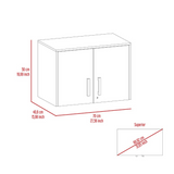 Tuhome Wall Mounted Storage Cabinet with Double Door, Three Interior Shelves, Lockable Design for Office, Garage, Laundry or Utility Room Organization, Modern Space-Saving Wall Cabinet for Secure and Practical Storage