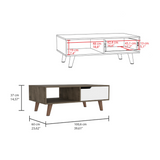 TUHOME Oslo Coffee Table 2.0 with Single Drawer, Open Shelf and Modern Four-Leg Design for Living Room Organization, Stylish Center Table for Books, Magazines and Everyday Home Storage