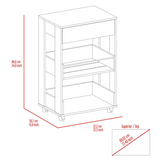 Tuhome Verona Kitchen Cart with Three Spacious Shelves, Functional Countertop Surface, Smooth Four-Caster Mobility System, Modern Multi-Level Storage Design for Organized and Efficient Everyday Kitchen Use