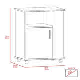 TUHOME Lower Microwave Storage Cabinet with Single Door and Three Side Shelves for Organized Kitchen Spaces Offering Practical Appliance Support, Functional Open Compartments and Durable Engineered Wood Construction