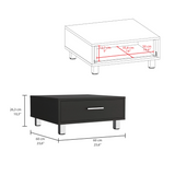 TUHOME Modern Coffee Table with Single Storage Drawer and Four Stable Legs Offering Practical Organization, Contemporary Design, Functional Superior Top Surface and Durable Engineered Wood Construction for Living Room Spaces