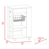 Tuhome Blosson Kitchen Cart with One Storage Drawer, Two Open Shelves, Flexible Fruit Rack, Mobile Prep Station on Four Casters, Compact Rolling Island for Extra Counter Space and Organized Modern Kitchens