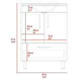 Tuhome Velloc Single Bathroom Vanity with Double Door Cabinet, Spacious Lower Drawer, Ergonomic Compact Design, Superior Top Surface and Moisture-Resistant Construction, Modern White Vanity for Organized Bathrooms