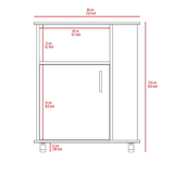 TUHOME Lower Microwave Storage Cabinet with Single Door and Three Side Shelves for Organized Kitchen Spaces Offering Practical Appliance Support, Functional Open Compartments and Durable Engineered Wood Construction
