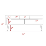 Tuhome Oslo TV Stand for TVs up to 51 Inches with Two Spacious Drawers, Three Open Shelves and Four Sturdy Legs, Modern Media Console with Superior Top and Functional Storage for Living Rooms or Entertainment Spaces
