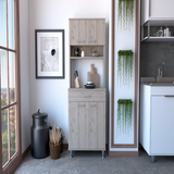Tuhome Santoro 60 Pantry Cabinet with Double Doors, Five Adjustable Shelves, Modern Storage Solution for Kitchen, Dining Room, or Utility Rooms