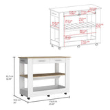 TUHOME Cala Kitchen Island with Spacious Tabletop, One Storage Drawer, Two Open Shelves, Integrated Towel Rack and Four Stable Legs Offering Practical Meal Prep Space and Modern Functional Organization for Any Kitchen