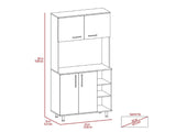 TUHOME 95 Pantry Kit with Double Door Cabinet, Three Lower Shelves, Spacious Hutch Storage and Wide Countertop for Microwave and Small Appliances Offering Practical Kitchen Organization and Functional Multi-Level Design