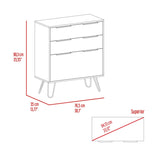 Tuhome Augusta Dresser with Three Spacious Drawers, Modern Hairpin Metal Legs, Wide Superior Top for Décor and Storage, Contemporary Bedroom Organizer for Clothes, Essentials and Small Spaces, Stylish Compact Storage Solution