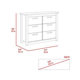 Tuhome Becca 6-Drawer Double Dresser with Spacious Superior Top, Modern Storage Cabinet with Metal Hardware, Four Sturdy Legs, Large Capacity Drawers for Clothes Organization and Contemporary Bedroom Furniture