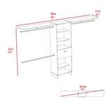Tuhome Plego Closet System with Four Hanging Rods, Five Shelves, Three Drawers, Adjustable for 69" or 118" Closet Space, Modern Storage Solution