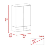 Rosie 59" Tall Armoire with Double-Door Wardrobe Cabinet, Interior Hanging Rod, Five Storage Shelves, Lower Open Shoe Shelves and Modern Space-Saving Bedroom Design for Organized Clothing Storage and Everyday Home Convenience