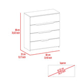 Tuhome Freestanding Compact Dresser with Four Spacious Storage Drawers, Functional Superior Top Surface, Space-Saving Modern Design for Organized Bedrooms and Practical Everyday Clothing and Accessory Storage