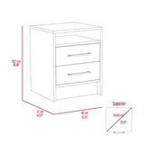 Tuhome Eter Nightstand with Two Drawers, Open Storage Compartment, Compact Modern Bedside Table for Bedroom or Living Room, Functional Organizer for Books, Devices, and Essentials, Contemporary Space-Saving Furniture