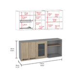 TUHOME Hasselt Wall Cabinet with Double Doors, Interior Rack, Glass Display Section and Multiple Storage Shelves Offering Elegant Kitchen Organization, Functional Design and Durable Engineered Wood Construction for Modern Spaces