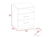 Tuhome Napoles Nightstand in Black with Two Drawers and Open Compartment, Modern Design for Bedroom or Living Room Storage