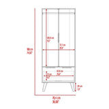 Tuhome Augusta Armoire Closet with Double Door Cabinet, Spacious Hanging Rod Storage, Large Lower Drawer and Interior Shelf, Modern Bedroom Wardrobe Organizer for Clothes, Accessories and Daily Essentials