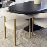 Dwen & Melbourne 79" Oval & Boucle Dining Table Set for 6 (7-Piece)