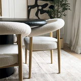 Dwen & Melbourne 35" Round & Boucle Dining Table Set for 2 (3-Piece)
