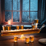 Menorah Decanter Set - Decanter & 8 Piece Shot Glass Set - 34 OZ