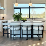 Rola Beige Upholstered Counter Stool with Arms (Set of 2)